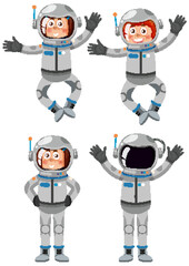 Wall Mural - astronaut cartoon character on white background
