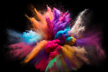 A Picture Of Splash Of Colour Powder In A Holi Festival In India , AI Generate 