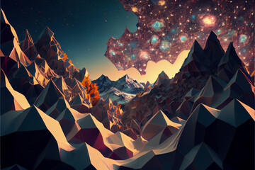 Wall Mural - magical of beautiful mountain landscape with a  sky milkyway