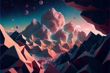 Wall Mural - magical of beautiful mountain landscape with a  sky milkyway