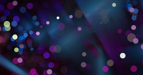 Poster - Bokeh blue interspersed with bright gold lights. Fractal abstract background.