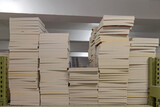 Fototapeta Las - Stacked Books Shelf Storage