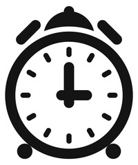 Poster - Retro alarm clock black icon. Time symbol