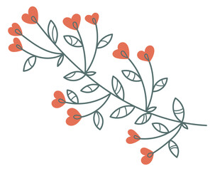 Poster - decorative branch with red flowers. cute ornament element