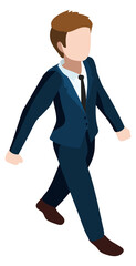 Poster - Walking businessman isometric character. Going to work