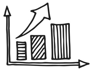 Poster - Data chart doodle. Finnacial business growth icon