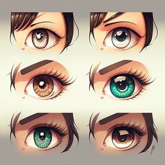 Wall Mural - Image of Asian eyes. Manga style. Japanese cartoon comic concept. Anime characters. Generative AI..