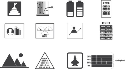 Level icon, level indicator icon set black vector