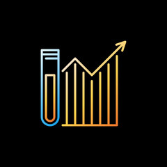 Test Tube with Yellow Graph vector Analysis concept outline colorful icon