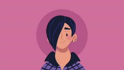 Sticker - young woman avatar character animation