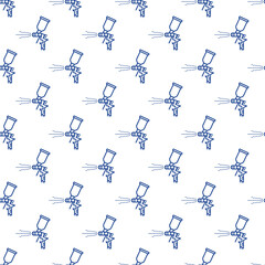 Poster - Vector Blue Auto Paint Spray Gun geometric outline seamless pattern
