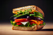 Vegan sandwich, vegetarian, snack, vegetables, fast food, tomato, cruelty free, healthy, lettuce, salad, bread, meatless, restaurant