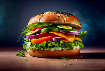 Veggie burger, hamburger, fast food, american, vegetarian, veggie, vegan, tomato, cruelty free