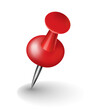 © the8monkey - Red pushpin with shadow isolated on white. Fixation for note attach stickers. Stationery item, office paperwork equipment, secretary accessory