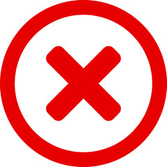 Poster - red x cross no sign wrong or decline or error round circle icon. vector image.