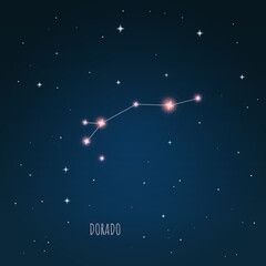 Wall Mural - constellation dorado scheme in starry sky. open space. vector illustration dorado, gold fish constel