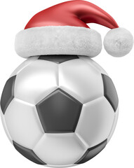 Canvas Print - Christmas hat red with soccer ball in 3d render