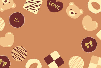 Wall Mural - valentine’s day vector background with a set of chocolate icons for banners, cards, flyers, social media wallpapers, etc.