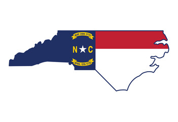 Wall Mural - north carolina flag in state shape icon