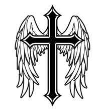 Beautiful Christian Cross With Folded Angel Wings