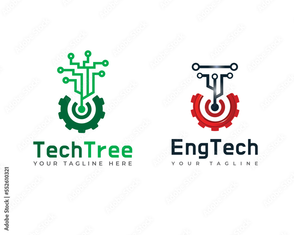Technology tree logo design modern minimal vector template, tech trees ...