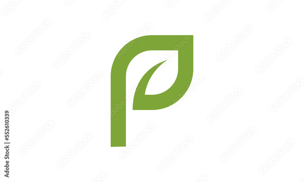 Letter P initial with green leaf logo vector design template Stock ...
