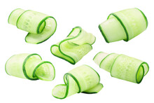 Cucumber Curls, Rolled Up Slices Or Shavings, Isolated Png
