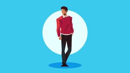 Sticker - young man modeling character animation