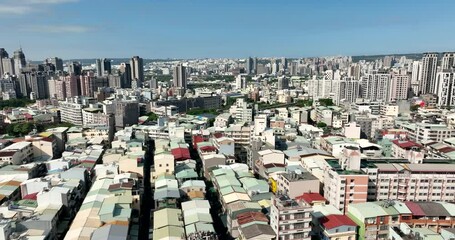 Sticker - Top view of city in Taichung in Taiwan