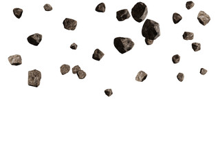 Wall Mural - falling rocks isolated transparency background. 3d rendering illustration.
