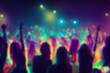 © Аrtranq - Blurred background revelry shindig. Night party with people are having fun in colorful spotlight at a nightclub