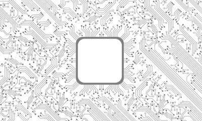 Poster - Grey circuit line technology pattern on white background vector