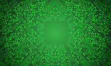Green Circuit Line Technology Pattern On White Background Vector