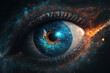 Leinwandbild Motiv Galaxy in the eye. Futuristic art