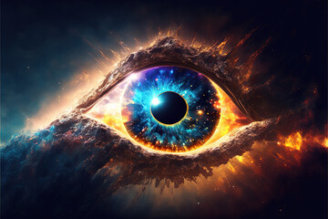 Galaxy in the eye. Futuristic art