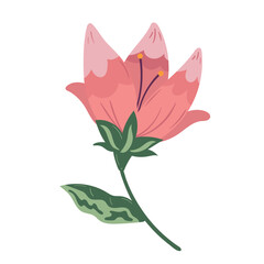 Sticker - pink flower with leave