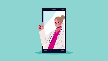 Poster - professional doctor in smartphone character