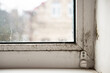 © Jenya Smyk - Fungus on the window and walls from excessive moisture in winter. The problem of ventilation, dampness, cold in the apartment