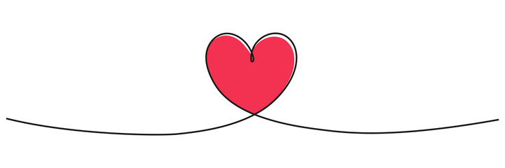 Poster - Heart line art continuous. Love outline symbol. Valentine Day one line design. Vector isolated on white.