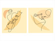 © Yurii - Couple kissing. Linear art. Line drawing of a man and a woman in love. Valentine's Day Minimalist modern card illustration. Wedding logo. Romantic card. Love concept. Fall in love