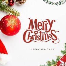 Merry Christmas And Happy New Year Instagram Post Template With Text. Vector Illustration