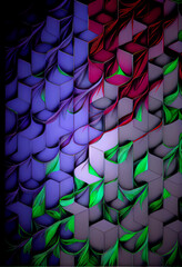 Wall Mural - Abstract pattern of cubes and leaves generative art