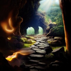 Wall Mural - Fantasy Cave, Temple