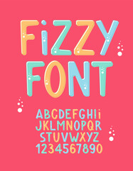 Canvas Print - Fizzy Drinks Font. Sparkling Water Alphabet. Chemistry Scientific Kids Letters and Numbers.