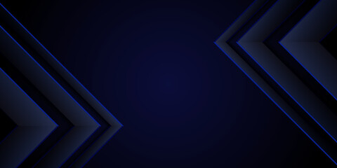 Wall Mural - blue arrowhead right triangle. dark gradient abstract background. design element for template, card,