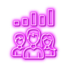 Poster - Teamwork results line icon. Group of people. Neon light effect outline icon.