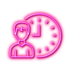 Poster - Business project deadline line icon. Neon light effect outline icon.