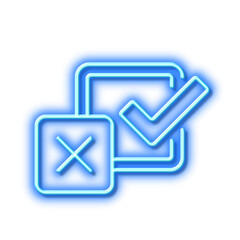 Wall Mural - Checkbox line icon. Survey choice sign. Neon light effect outline icon.