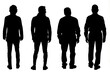 silhouette of a  group of men from behind with white background