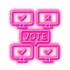 Poster - online voting line icon. internet vote sign. neon light effect outline icon.